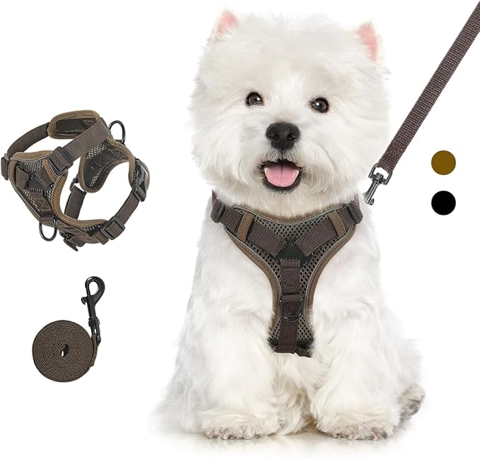 Cat Harness and Leash Set for Walking, Adjustable Kitten Vest Harness with Reflective Strip Breathable Mesh, Escape Proof Soft Pet Safety Vest for Cats, Kittens, Puppies, XL Coffee