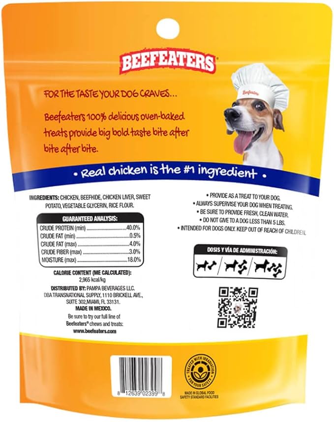Beefeaters Beefhide Kabobs 12oz – Dog Treat. Triple Flavor with Real Chicken, Liver & Sweet Potato, Long-Lasting Chew, Supports Dental Health, Ideal for Training