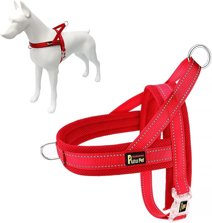Plutus Pet No Pull Dog Harness with Breathable Mesh Padded, Adjustable Reflective Escape Proof Dog Harness, Quick Fit Dog Vest Harness for Small Medium Large Dogs(S, Red)