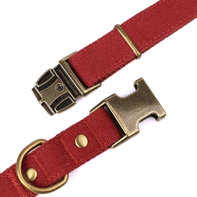 PET ARTIST Dog Collars for Medium Dogs, Heavy Duty Nylon Dog Collar with Quick Release Metal Buckle, Soft Padded Nylon, Durable & Adjustable for Girl Gifts, Red, M (Fit 13-20")
