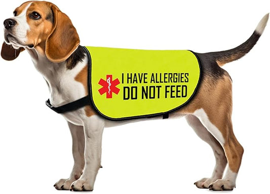 Allergies Warning Dog Jacket Vest I Have Allergies Do Not Feed Dog Harness Special Diet Alleric Dog Gift (DO NOT Feed-Large)