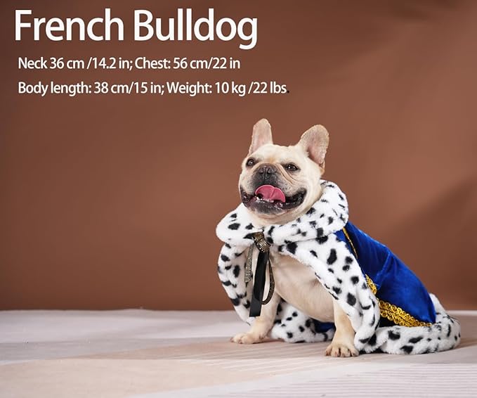 Lovelyshop pet Serial Lux Fur Blue Cat Dog Cloak for Halloween Costumes, King Queen Prince and Princess Cosplay-M