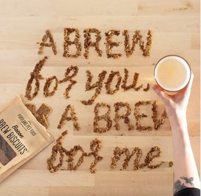 CRAFTED BY HUMANS LOVED BY DOGS Portland Pet Food Company Bacon Brew Biscuit Dog Treats (1 Pack, 5 oz Bag) – All Natural, Human-Grade, USA-Sourced and Made