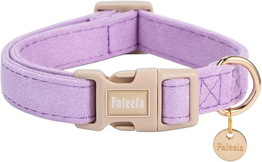 Faleela Dog Collar - Cute & Comfy Cotton Pet Collar, Adjustable Lightweight Design with Quick-Release Buckle, for Small, Medium & Large Dogs - Multiple Styles Available (Medium, Purple)