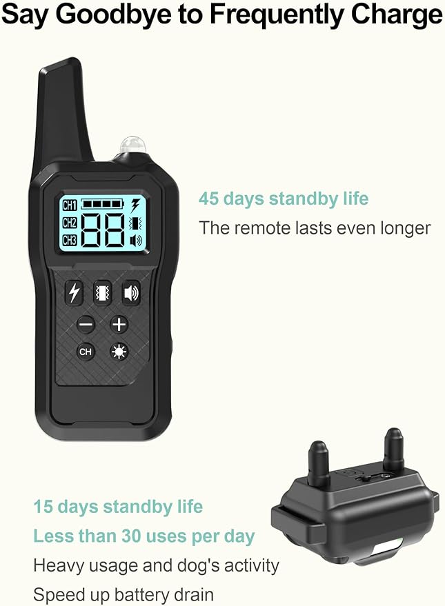 Dog Shock Collar 2 Pack - Dog Training Collar with Remote IP65 Waterproof E Collar for Dogs Training with Shock Vibrate Beep and Light Modes for Small Medium Large Dogs