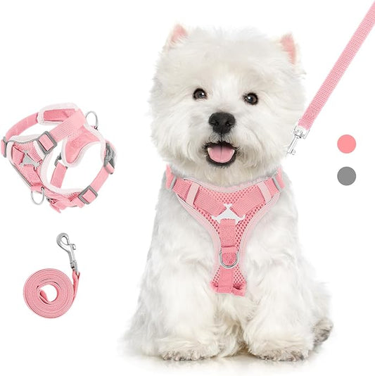 Cat Harness and Leash Set for Walking, Adjustable Kitten Vest Harness with Reflective Strip Breathable Mesh, Escape Proof Soft Pet Safety Vest for Cats, Kittens, Puppies, XL, Pink