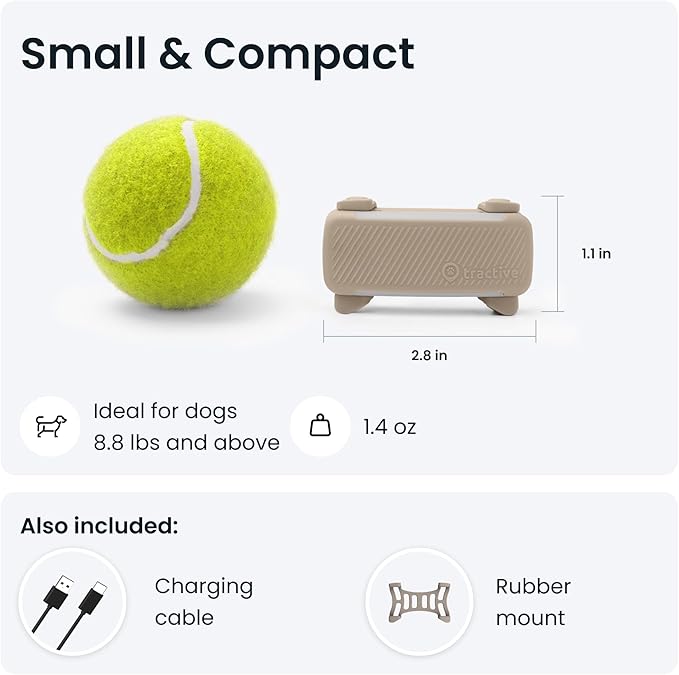 Tractive GPS Dog Tracker (2025 Release) | Real-time Pet Location Tracker | Health & Wellness Alerts | Virtual Fence for Dogs | Bark Monitoring | Dog Collar Attachment (Brown)