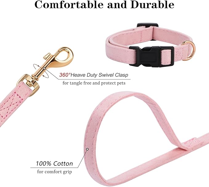 No Pull Dog Harness- Lightweight, Soft, Adjustable Small Harness Collar and Leash Set, Suitable for Cats Puppy Small and Medium-Sized Dog Outdoor Training and Running (Pink, S)