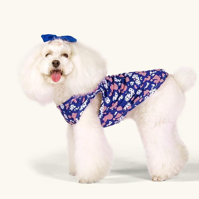CuteBone 4th of July Dog Shirts 2-Pack Soft Pet Clothes Breathable Summer Vest for Small Puppy and Stretchy Cat Apparel 2BX13M