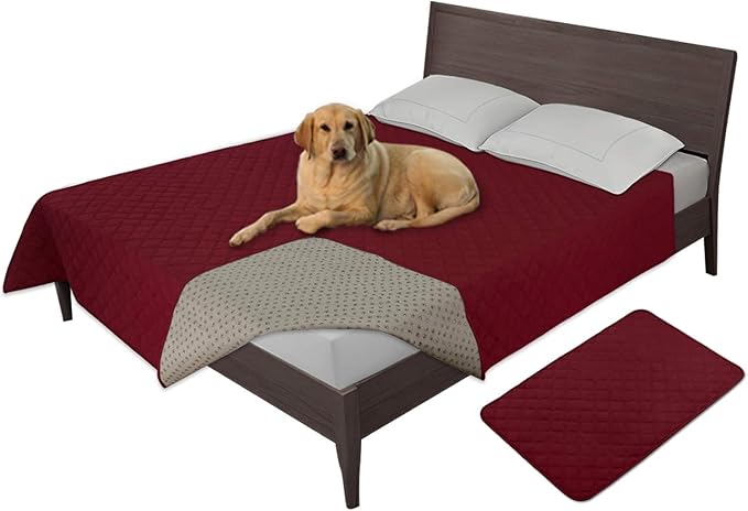 Easy-Going 100% Waterproof Dog Bed Cover, Non-Slip Pet Blanket for Furniture, Washable Couch Cover, Repleasement Sofa Cover (86X82 in,Christmas Red)