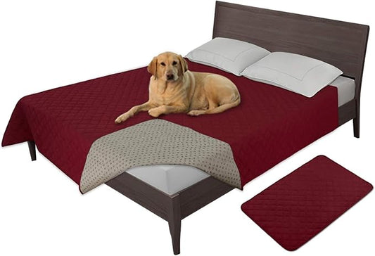 Easy-Going 100% Waterproof Dog Bed Cover, Non-Slip Pet Blanket for Furniture, Washable Couch Cover, Repleasement Sofa Cover (86X82 in,Christmas Red)