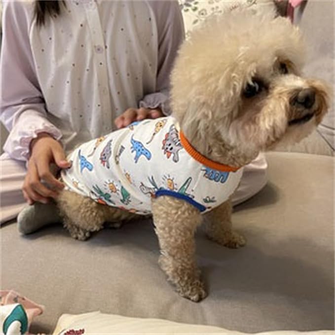 Dog Clothes Puppy Cute Dinosaur Shirt Pet Cotton Shirt Dog Vest Cat Clothes Dogs Boy Girl T Shirts for Small Dog Cat Teacup Chihuahua Yorkie (Dino Vest, X-Small)