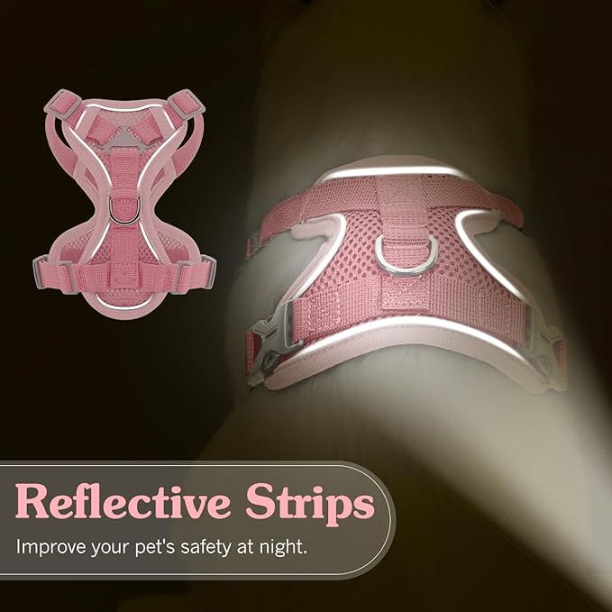 Cat Harness and Leash Set for Walking, Adjustable Kitten Vest Harness with Reflective Strip Breathable Mesh, Escape Proof Soft Pet Safety Vest for Cats, Kittens, Puppies, XL, Pink