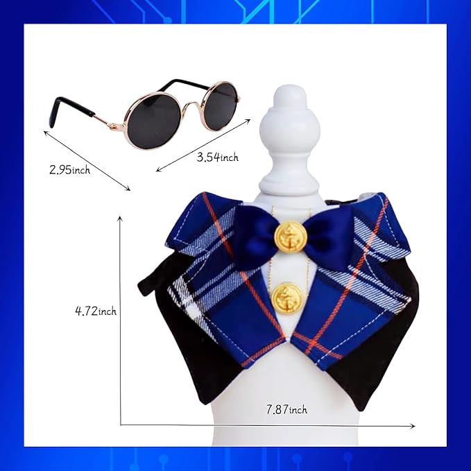 Dog Tuxedo Formal Cat Wedding Bandana Collar with Bow Tie Cat Birthday Costume Dog Wedding Attire Valentines Outfit Pet Gentlemen Sunglasses (Black)