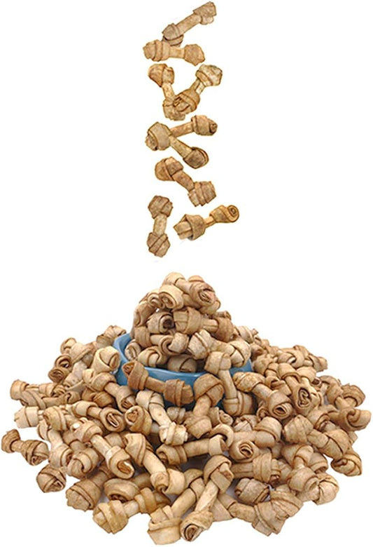 MON2SUN Dog Rawhide Knot Bones Small Rawhide Bones Mini Chews Chicken Flavour 2.5 Inch 100 Count for Puppy and Small Dogs