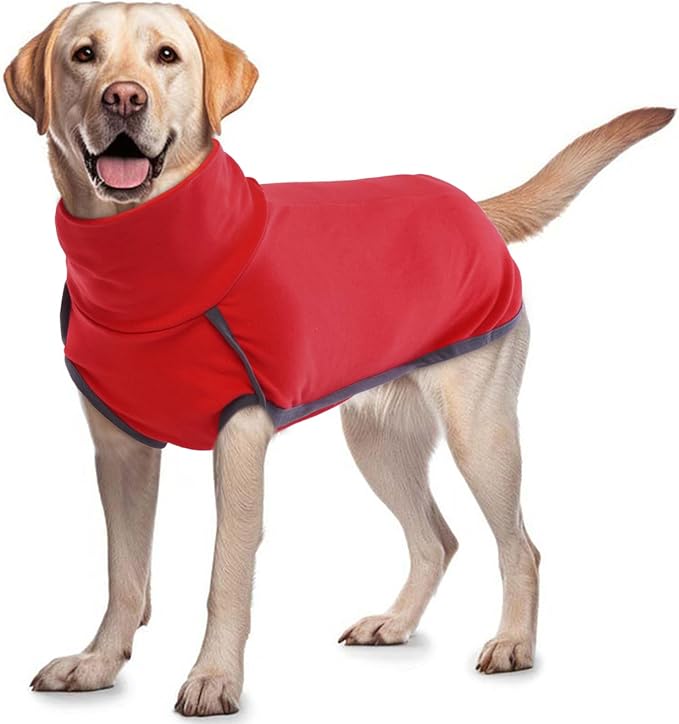 ROZKITCH Dog Winter Coat Soft Pullover Pajamas, Pet Windproof Warm Cold Weather Jacket Vest Cozy Onesie Jumpsuit Apparel Outfit Clothes for Small Medium Large Dogs Walking Sleep BrightRed 2XL