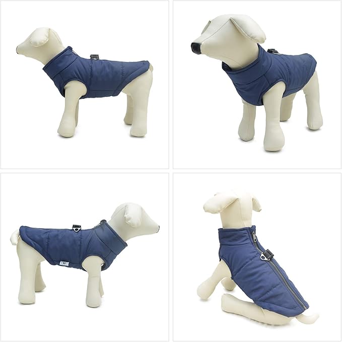 Navyblue Winter Vest with Cotton Lining, Waterproof Ultra Warm Dog Coat, Windproof Zippered Jacket, Breathable Soft Coat for Small to XXXL Dogs