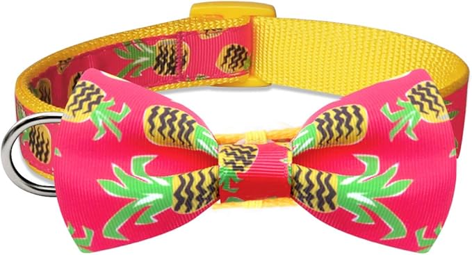 azuza Bowtie Dog Collar, Soft & Comfy Dog Collar with Bow, Fun Patterns & Bright Color for Medium Dogs