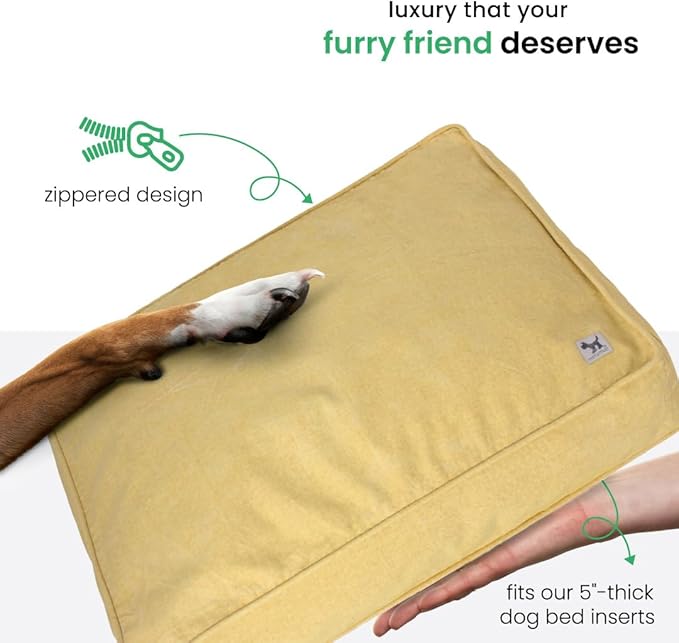 Molly Mutt Elysium Dog Bed Duvet Cover, GOTS-Certified 100% Cotton Canvas Cover for Dog, Puppy, or Cat Bed, Durable, Washable, and Free of Harmful Chemicals, Medium/Large, 27"x36"x5", Yellow