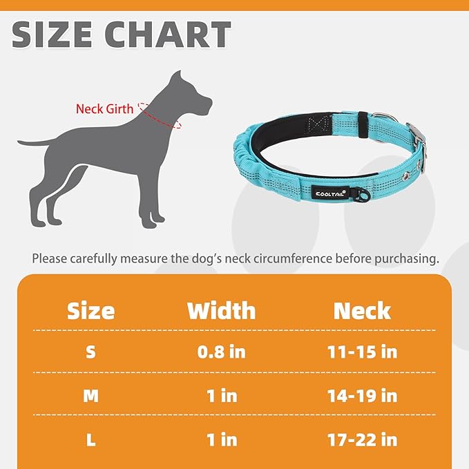 KOOLTAIL Heavy Duty Dog Collar with Handle for Large Dogs, Ballistic Nylon Collar for Training Control, Soft Padded Thick Wide Reflective Dogs Collar with Adjustable Metal Buckle for Walking, Green M