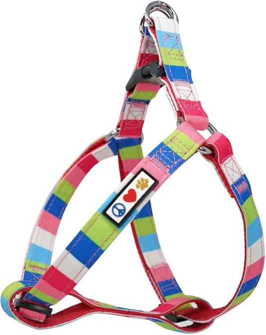 Pawtitas Pet Adjustable Solid Color Step in Puppy/Dog Harness 6 feet Matching Collar and Harness Sold Separately Extra Small Pink/Blue/Teal/Green Multicolor