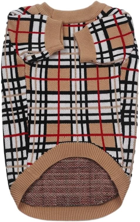 Designer Dog Clothes Sweater Shirt Outfit Small XS Teacup Cute Dogs Puppies French Bulldog Dachshund Chihuahua Cats Maltese Boy Girl (Medium, FurberryPlaid)