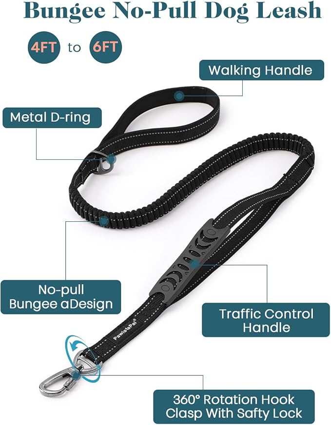 Reflective Service Dog in Training Vest Harness Leash Set for Extra Large Dogs, Adjustable Heavy Duty Black Padded Dog Harness, with Front Clip and Metal Buckles Do Not Pet for Training, Hiking