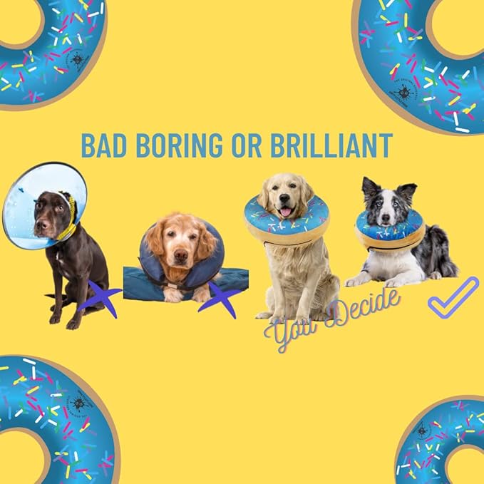 Dog Donut Collar | Alternative to Traditional or Soft Dog Cones | Inflatable Post-Surgery Cone for Small Dogs (Blue)