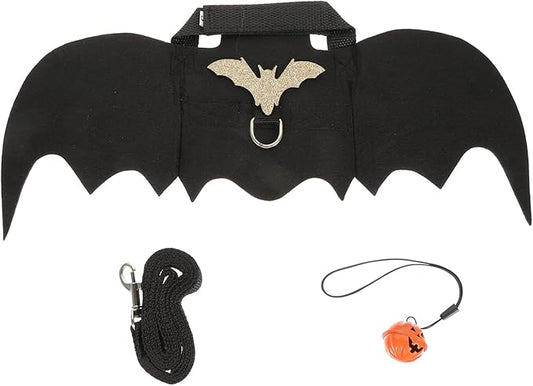 Halloween Bunny Harness with Pulling Wings Apparel Small Animal Chest Strap Guinea Pig Harness and Leash Walking Training Traction Rope Hamster Vest Harness
