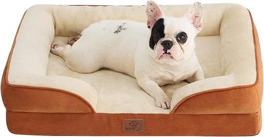 Bedsure Orthopedic Dog Bed for Medium Dogs - Waterproof Dog Sofa Beds Medium, Supportive Foam Pet Couch Bed with Removable Washable Cover, Waterproof Lining and Nonskid Bottom, Caramel