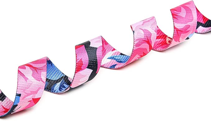 Adjustable Dog Collar with Patterns, Ultra Comfy Soft Nylon Breathable Pet Collar for Small Medium Large Dogs (M, Pink Flower)