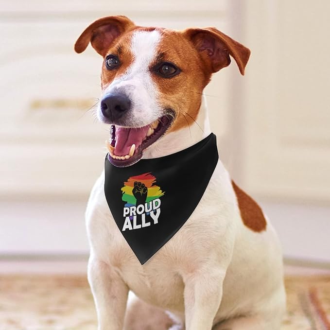 Pride Month LGBTQ Gay Pride Ally Dog Bandanas Pets Kerchief Reversible Triangle Bibs Scarf Outfits Accessories for Small to Large Dogs Cats