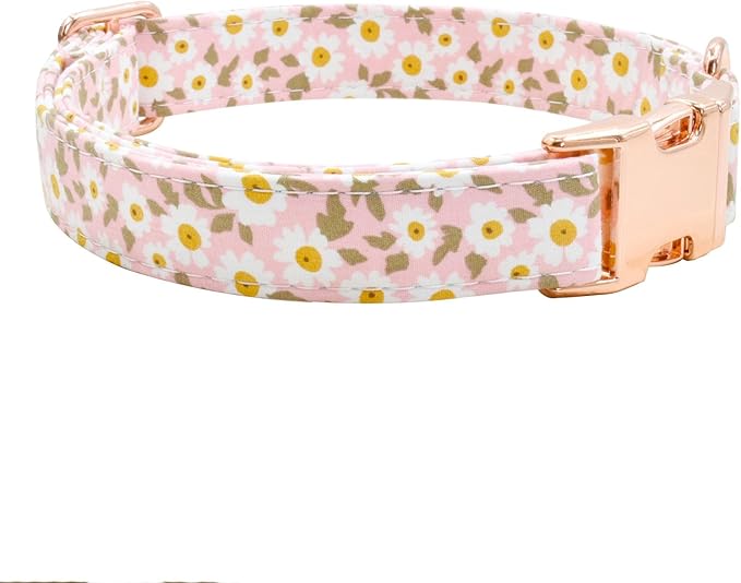 Metal Buckle Dog Collar, Durable Adjustable Dog Collar Soft for Small Medium Large Dogs (001-Pink, L(15-23in)