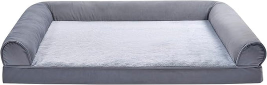 Amazon Basics Foam Living Room Couch Dog Pet Bed with Removable Cover, Grey, 44" x 35"