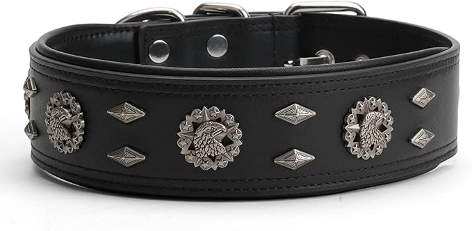 Premium Leather Dog Collar for Large Dogs - 2-Inch Wide Adjustable Soft Handmade Heavy Duty Collar for Giant Breeds, Durable & Comfortable - Black (XL)