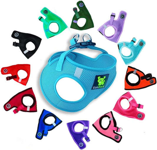 EcoBark Rapid Fastener Super Comfort Fully Adjustable Double Padded Step in Dog Harness (Medium, Sky Blue)