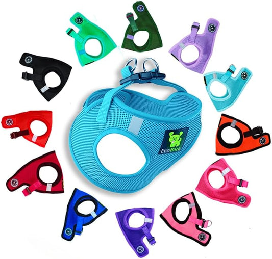 EcoBark Step in Dog Harness Small Blue Fully Adjustable Double Padded Step in Dog Harnesses (Small, Sky Blue)