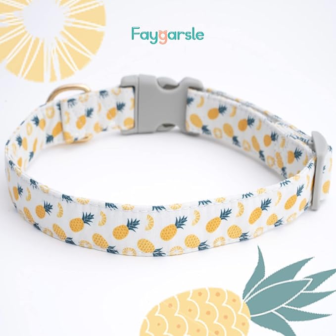 Faygarsle Cute Dog Collar for Girls Boy Dogs Soft Fancy Pet Collar with Pineapple Design Ideal Pink Summer Dog Collar for Small Medium Large Dogs M