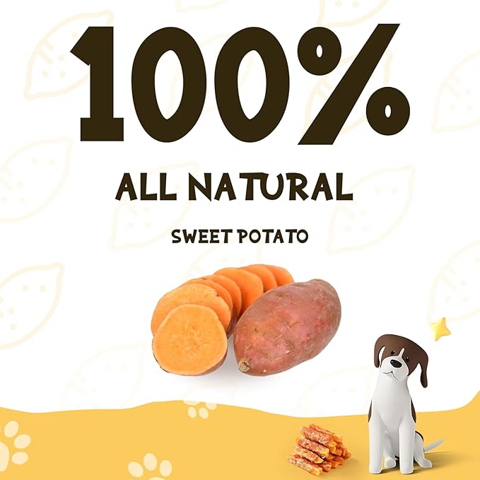 ASMPET Sweet Potato Dog Treats - Chicken Wrapped Fries & Bites, Grain Free Training Snacks for Small to Large Dogs, 10.6 oz
