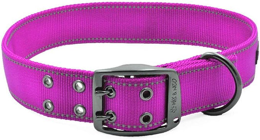 Max and Neo MAX Reflective Metal Buckle Dog Collar - We Donate a Collar to a Dog Rescue for Every Collar Sold (X-Large, Pink)