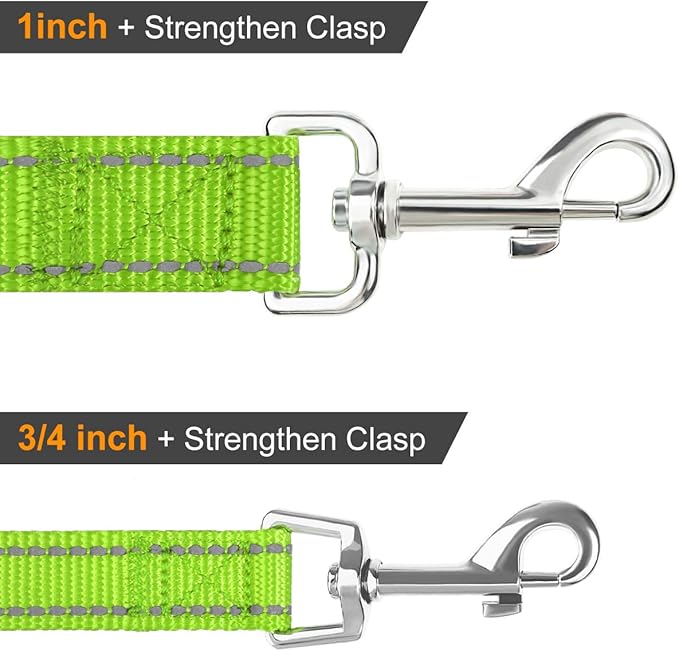 Joytale Double-Sided Reflective Dog Leash, 6 FT/5 FT/4 FT, Padded Handle Nylon Heavy Duty Leashes for Small & Medium Dogs Walking, Green, 4FT