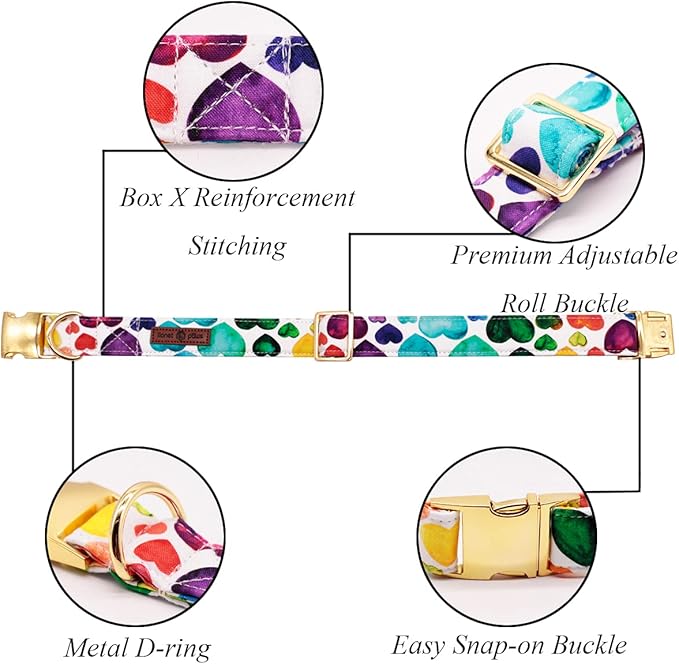 Lionet Paws Valentines Day Dog Collar with Bowtie, Dog Sailor Bow Collar with Metal Buckle for Dogs and Cats, Adjustable Comfortable Dog Collar Girl Gift, S, Neck 10-16 in