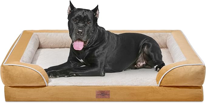 Comfort Expression XXL Orthopedic Dog Bed, Waterproof Dog Beds for Extra Large Dogs, Washable Pet Sofa Couch with Removable Cover & Non-Slip Bottom(XX-Large,Khaki)