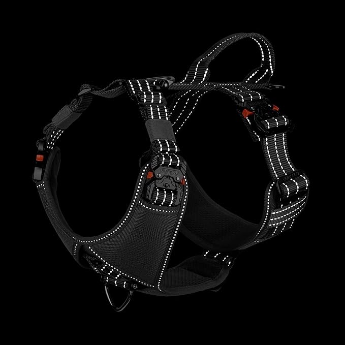 ICEFANG Dog Strap Harness with 4 x Metal Buckles,for Medium Sized Dog,K9 Vest,Y-Shape Chest,Adjustable Pet Harness,No-Pull Front Leash Clip (Medium (Pack of 1), Grey)