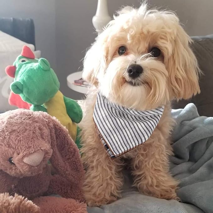 Remifa Dog Bandana - 6PCS Birthday Gift Washable Green Blue Red Christmas Bandana Square Plaid Printing Bib Double Reversible Kerchief Scarf Adjustable Accessories for Small to Large Dog Puppy Cat