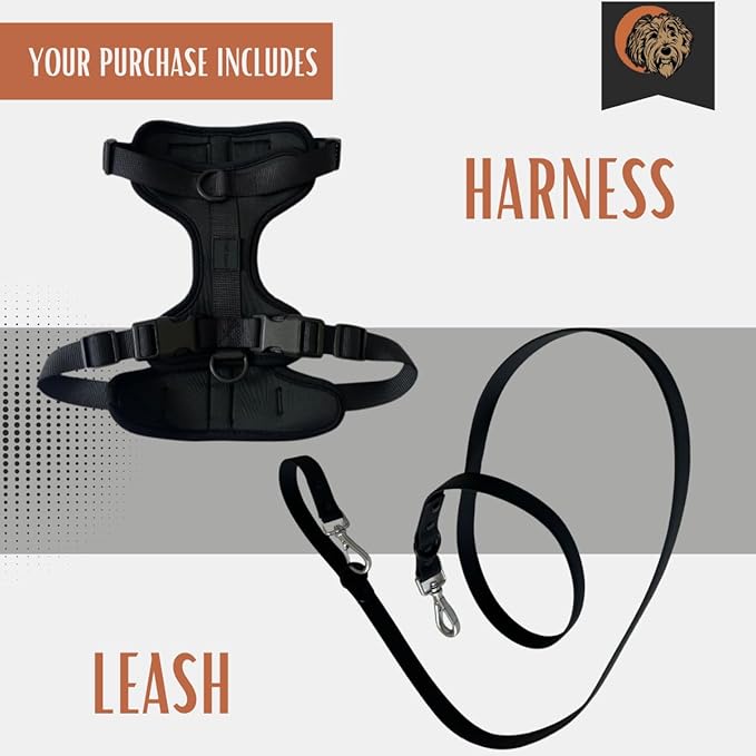 Tito's Closet Small Dog Harness and Leash Set, Soft Neoprene Material, No Pull Dog Harness, Black, Small