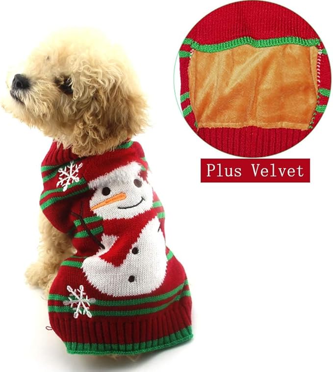 NACOCO Dog Snow Sweaters Thick Snowman Sweaters Xmas Dog Holiday Sweaters New Year Christmas Sweater Pet Clothes for Small Dog and Cat(Thick Snowman,L)