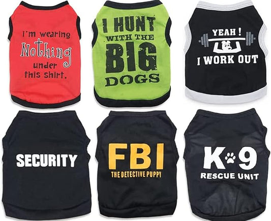 6 Pieces Small Puppy Shirts for Boy Dog Clothes Pet Dogs T Shirt Chihuahua Clothes Cat Shirts Pet Boys Tshirts for Small Dogs Boy T-Shirt Cat Vest Apparel