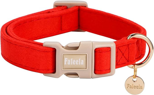 Faleela Dog Collar - Cute & Comfy Cotton Pet Collar, Adjustable Lightweight Design with Quick-Release Buckle, for Small, Medium & Large Dogs - Multiple Styles Available (X-Small, Red)