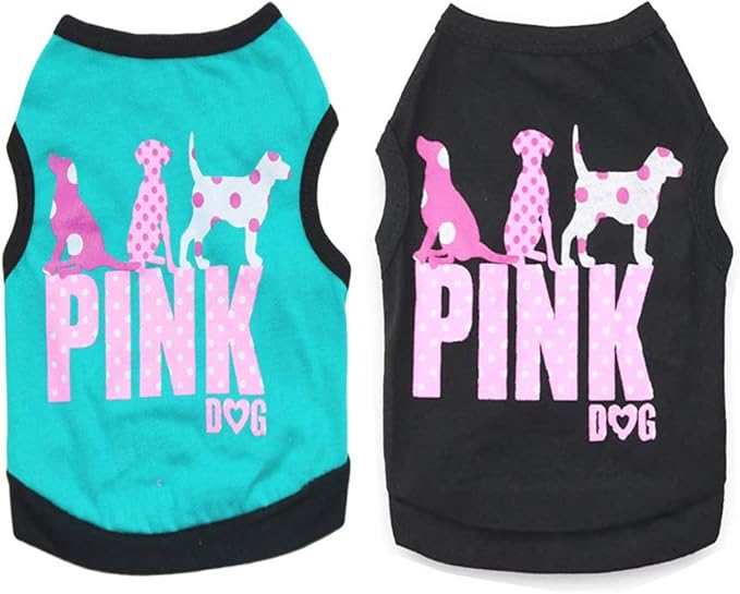 2Pack Dog Clothes for Small Medium Dog Boy Puppy Shirt for Chihuahua Yorkies Pet Dog Cat Pink Print Soft Sweatshirt Breathable Comfortable Cute Vest Apparel